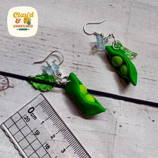 Peas in a Pod Earrings — Handmade Polymer Clay