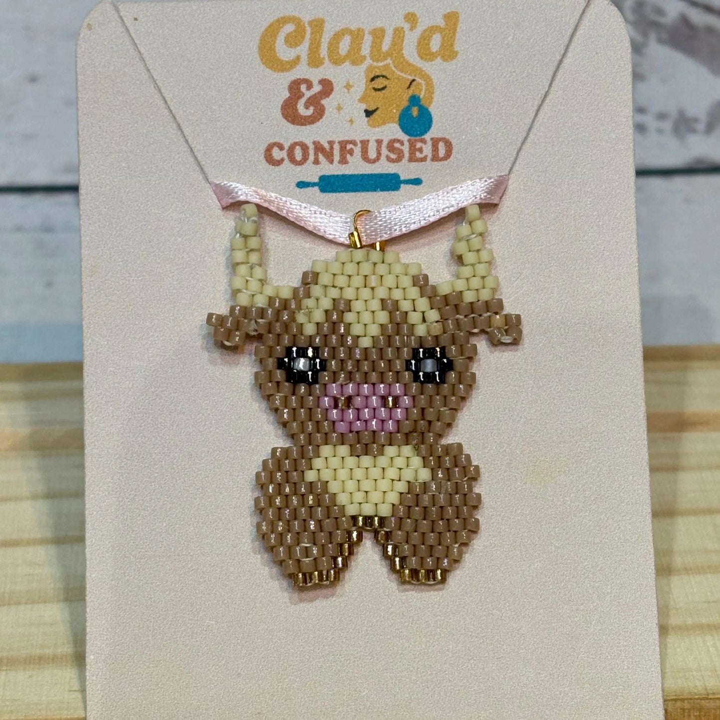 Highland Cow Pendant — Handmade Polymer Clay