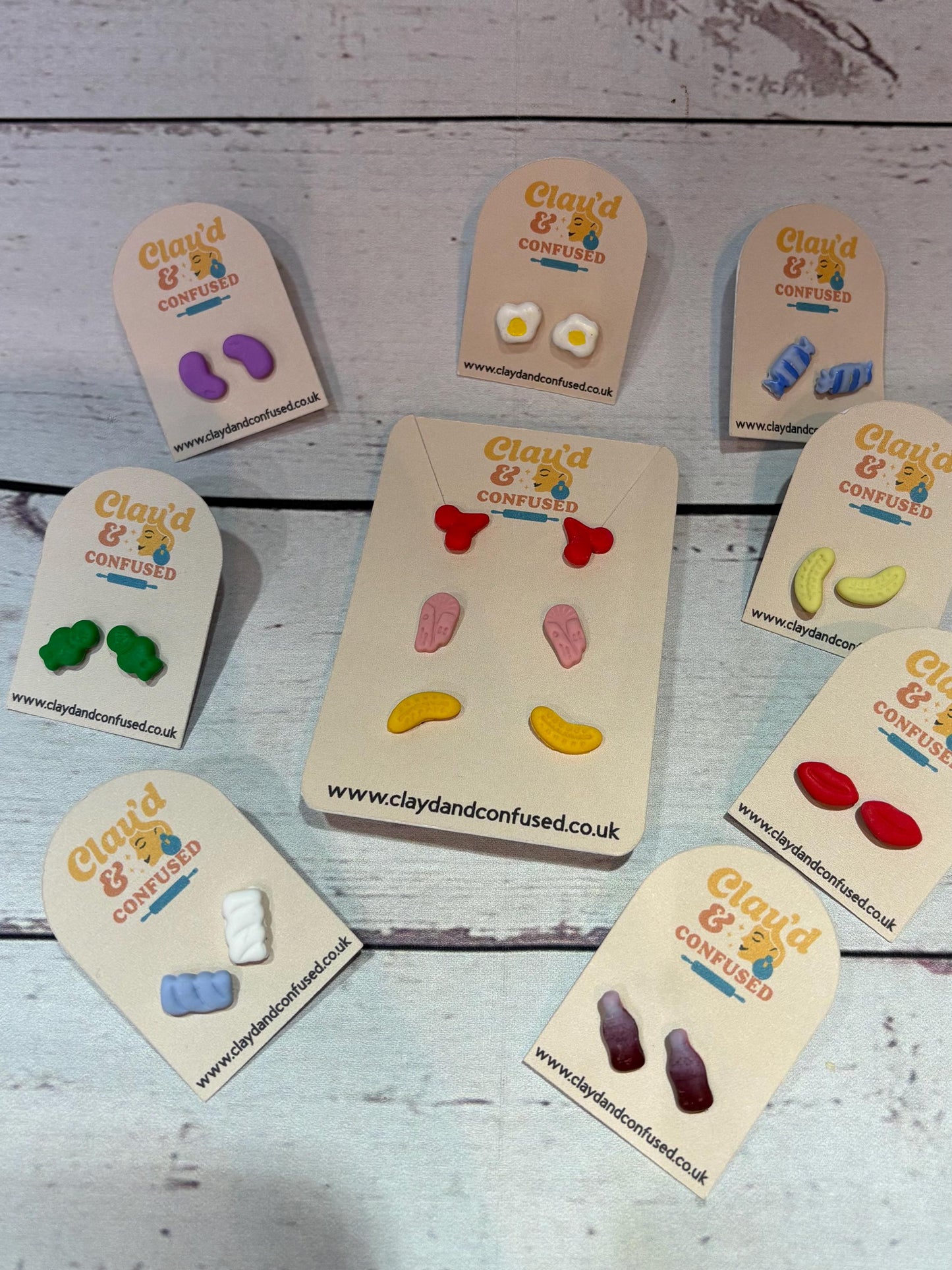 Retro Sweet Studs — Handmade Polymer Clay