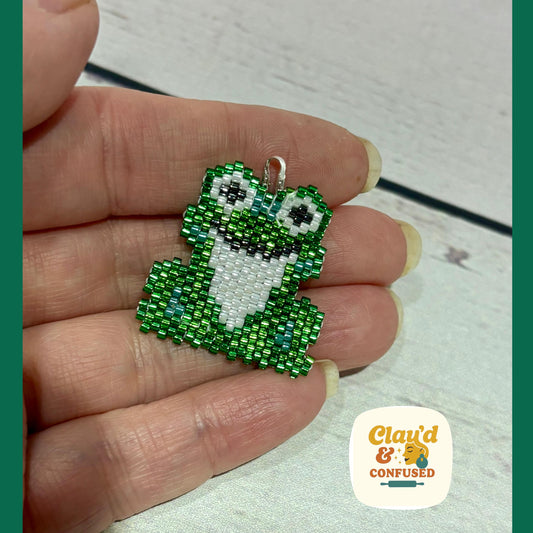 Beaded Frog Pendant — Handmade