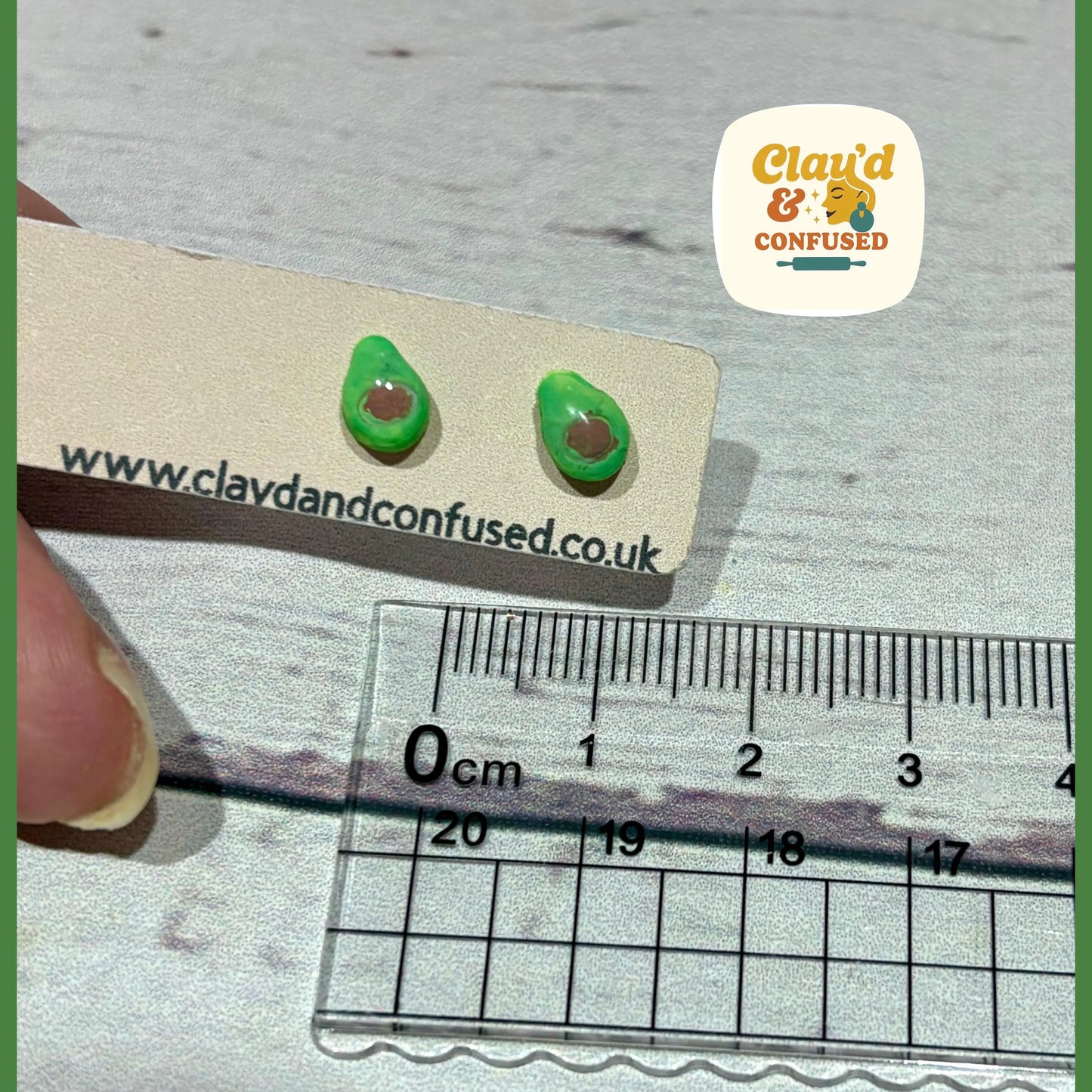 Avocado Stud Earrings — Handmade Polymer Clay