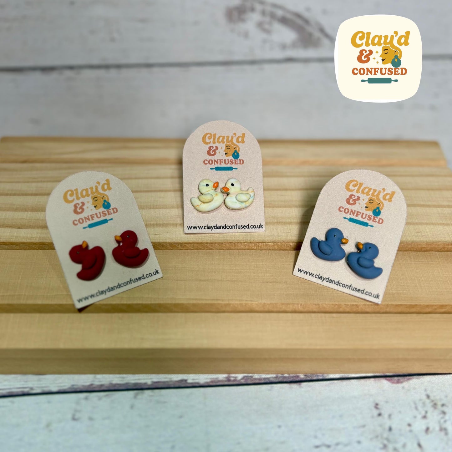 Lucky Duck Studs — Handmade Polymer Clay