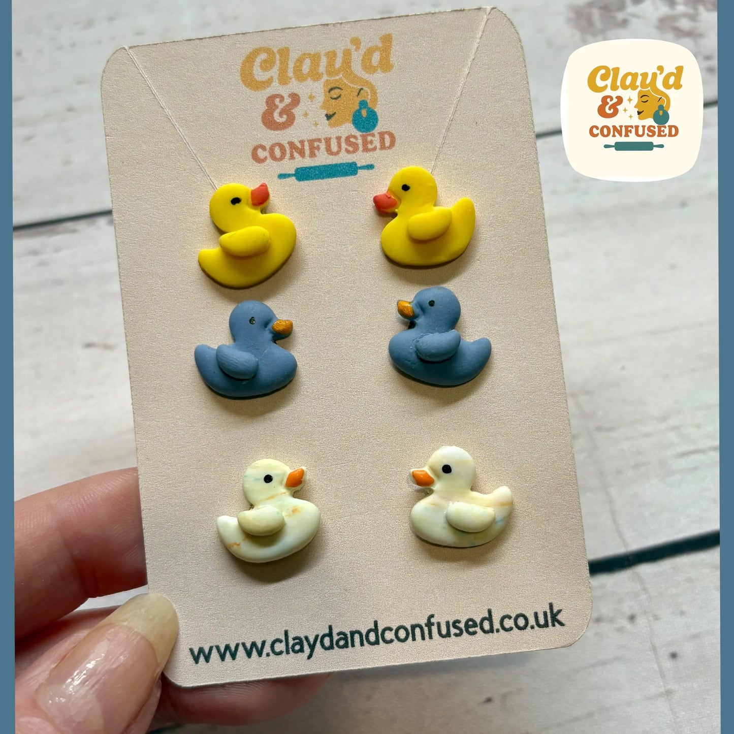 Lucky Duck Studs — Handmade Polymer Clay