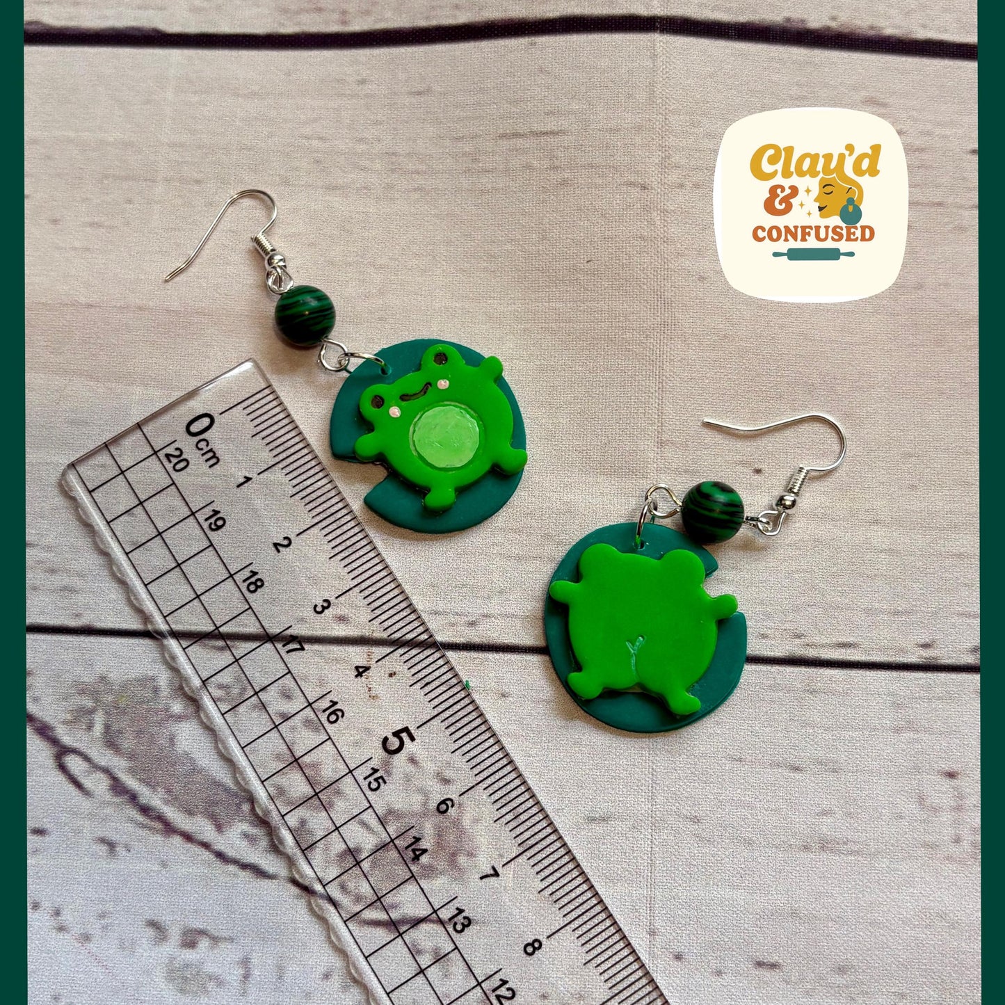 Funny Frog Earrings — Handmade Mismatched Polymer Clay